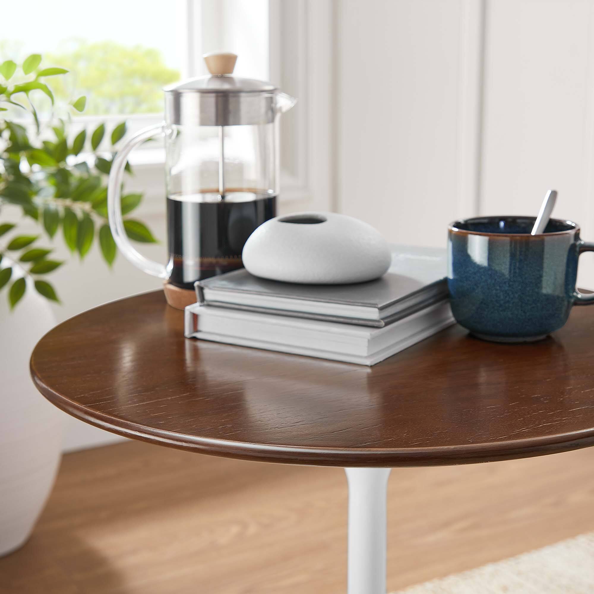 Alt View 1. Modway - Lippa Round Wood Side Table - White Walnut.