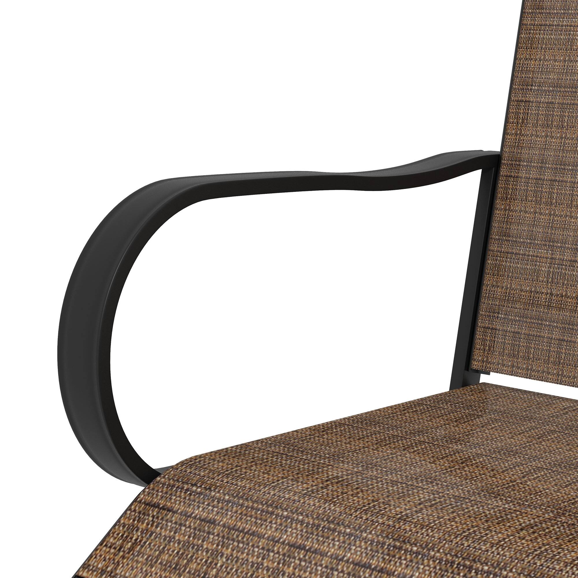 Alt View 8. Outsunny - Outdoor Bar Stools with Armrests, Set of 2 360° Swivel Bar Height Patio Chairs with High-Density Mesh Fabric - Brown.