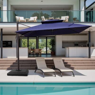 Alt View 7. Crestlive Products - Crestlive Products 11ft Square Aluminum Double Top Slide-tilt Cantilever Patio Umbrella with 350lbs Base - Navy blue.