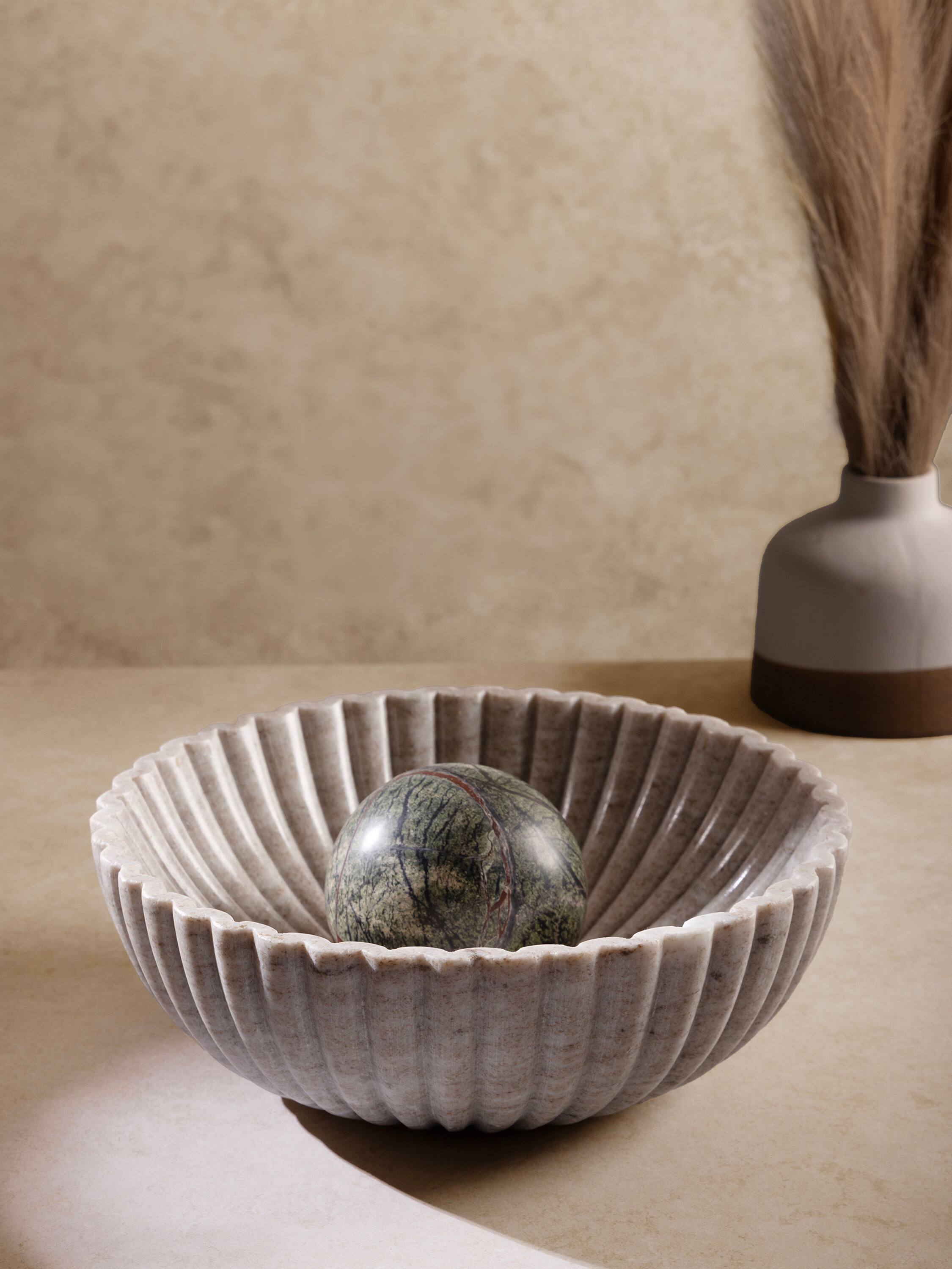Angle. GAURI KOHLI - Cairo Marble Bowl - Shades of beige and brown.