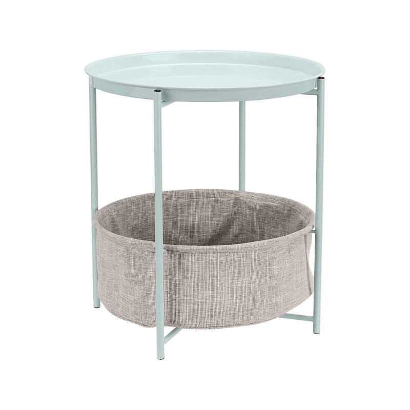 Cleave Techs Inc - Round Side Table With Cloth Basket - Blue