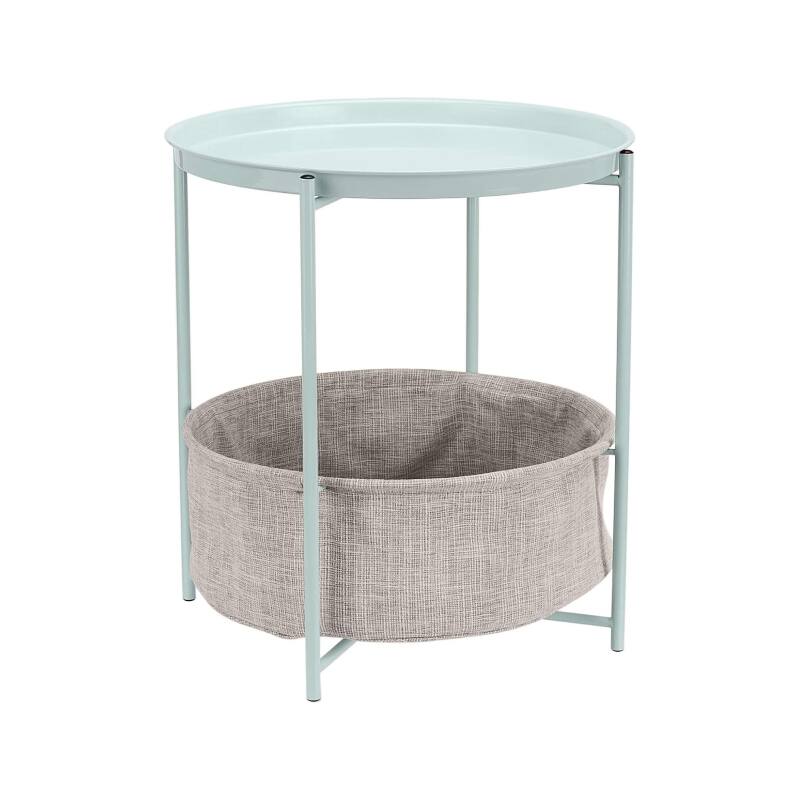 Front. Cleave Techs Inc - Round Side Table With Cloth Basket - Blue.