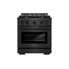 ZLINE - 30 in. 4.2 cu. ft. Manual Clean Freestanding Gas Range with Convection Oven in Black Satin Steel with 4 Brass Burners - Black Satin Stainless Steel
