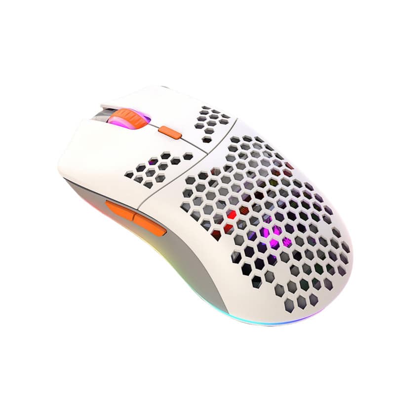 SKRAN - Lightweight Honeycomb Gaming Mouse, 6400DPI High Precision, 6 RGB Lighting Modes, Ergonomic for PC Gaming & Night Use - Wired - Brown
