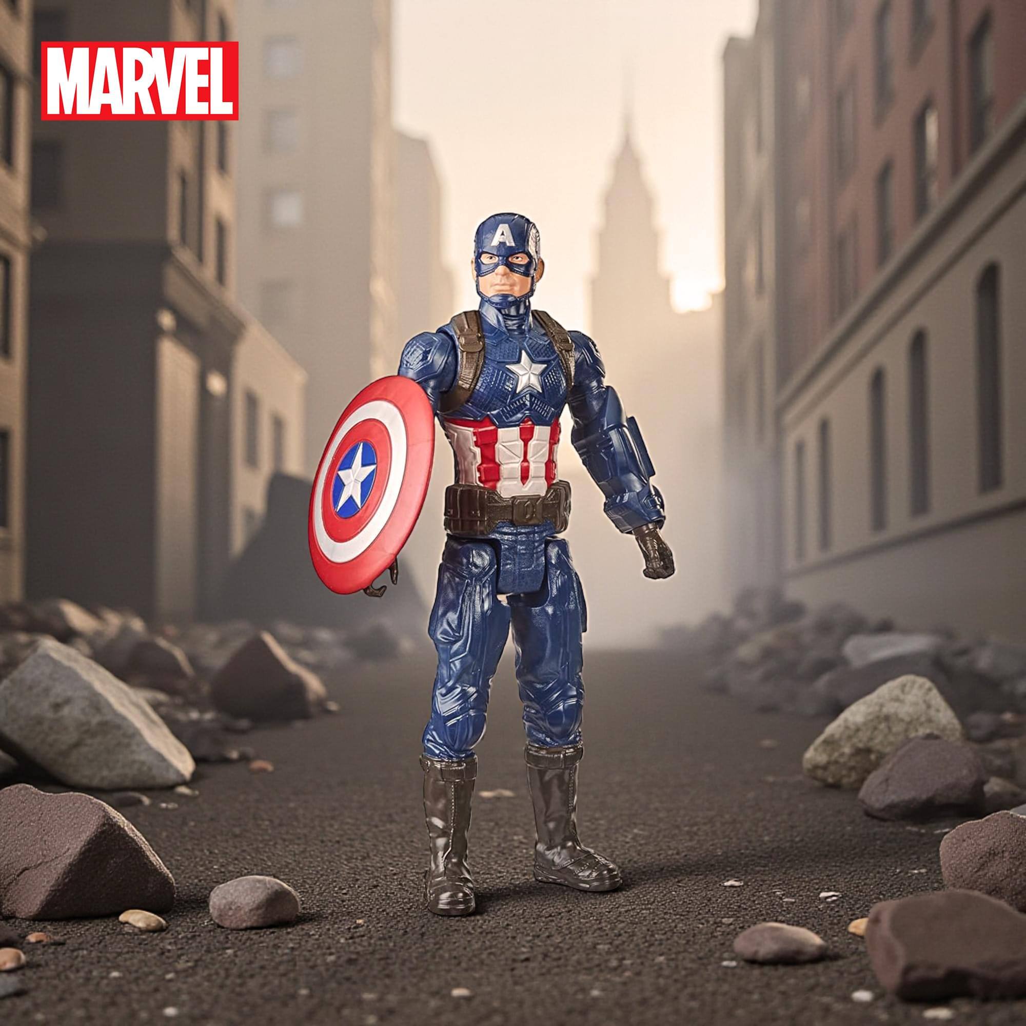 Alt View 10. Hasbro - Marvel Avengers Titan Hero Captain America Action Figure - Blue.