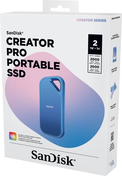 SANDISK Creator Pro 2TB Portable SSD Blue SDSSDE81C-2T00-G25 SANDISK Creator Pro 2TB Portable SSD Blue SDSSDE81C-2T00-G25