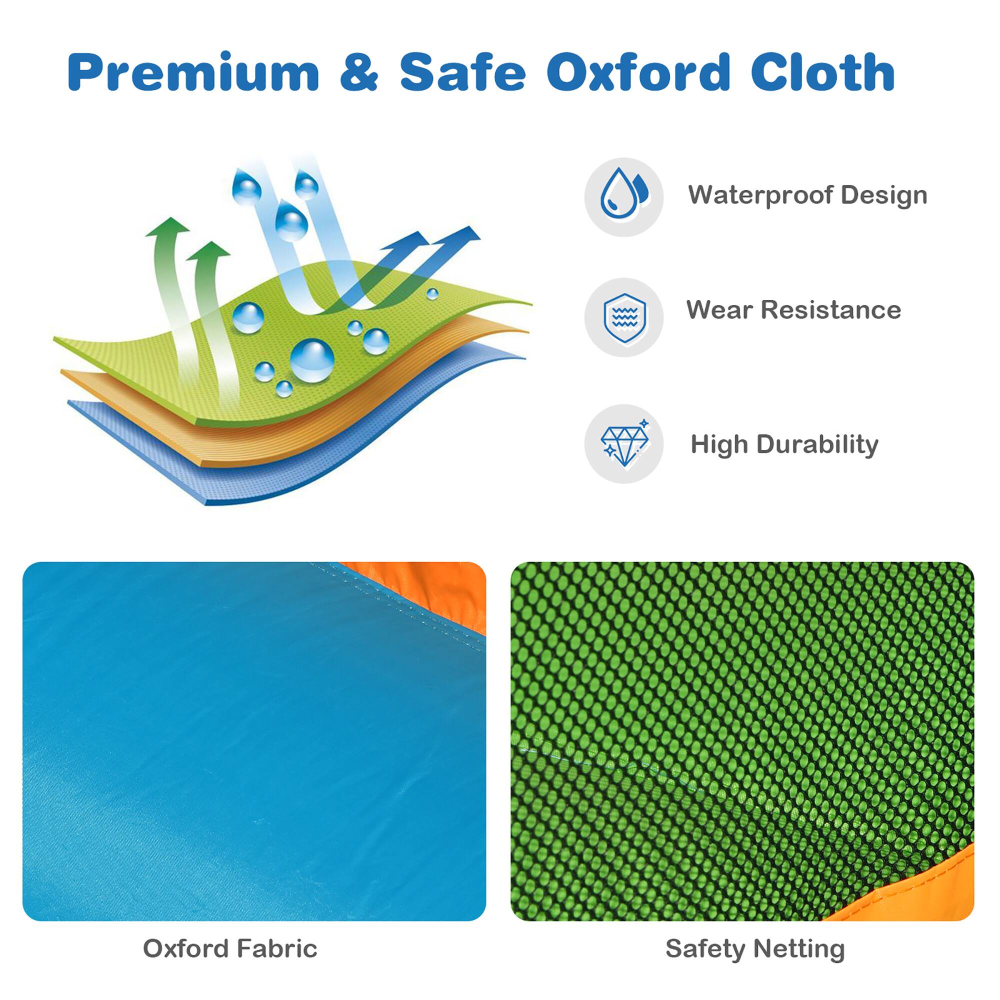 Premium & Safe Oxford Cloth

- Waterproof Design
- Wear Resistance
- High Durability

Oxford Fabric

Safety Netting