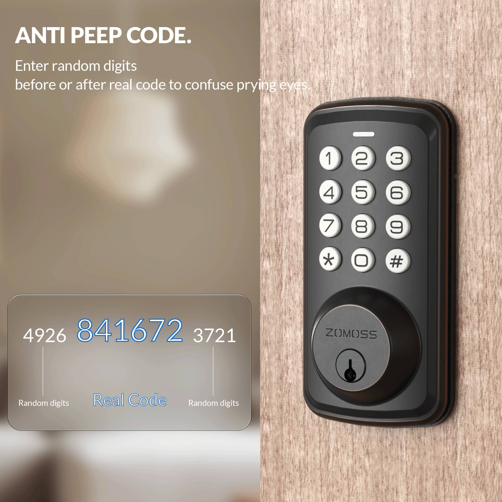 ANTI PEEP CODE.

Enter random digits before or after real code to confuse prying eyes.

4926 841672 3721

Random digits Real Code Random digits