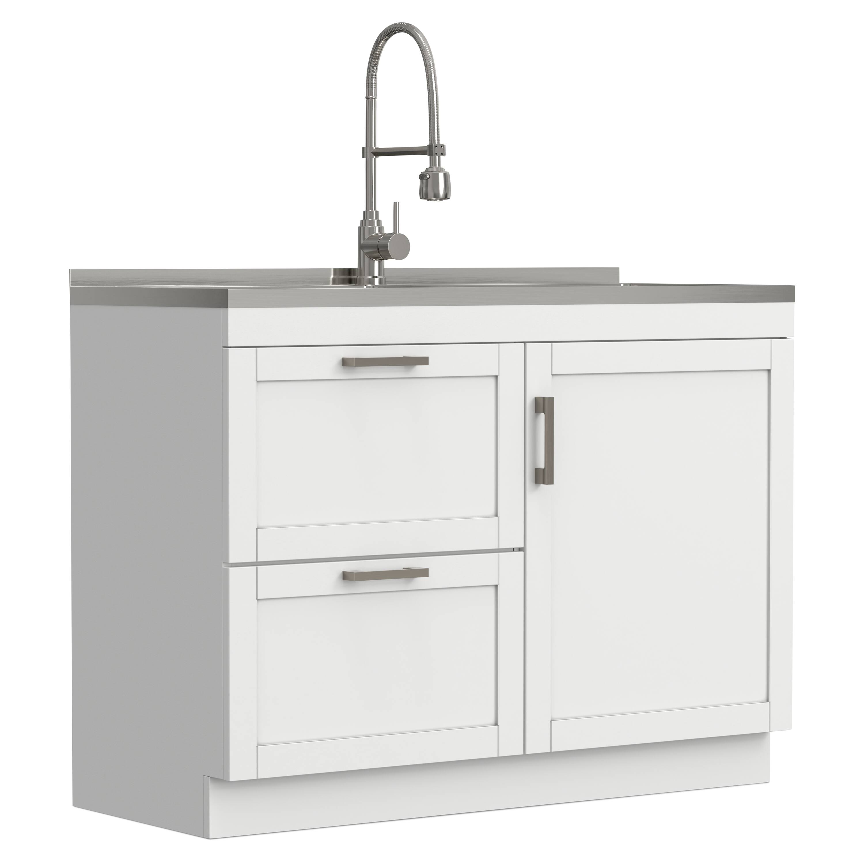 Alt View 4. Simpli Home - Hennessy All-In-One 46-inch Laundry Utility Sink and Cabinet - Pure White.