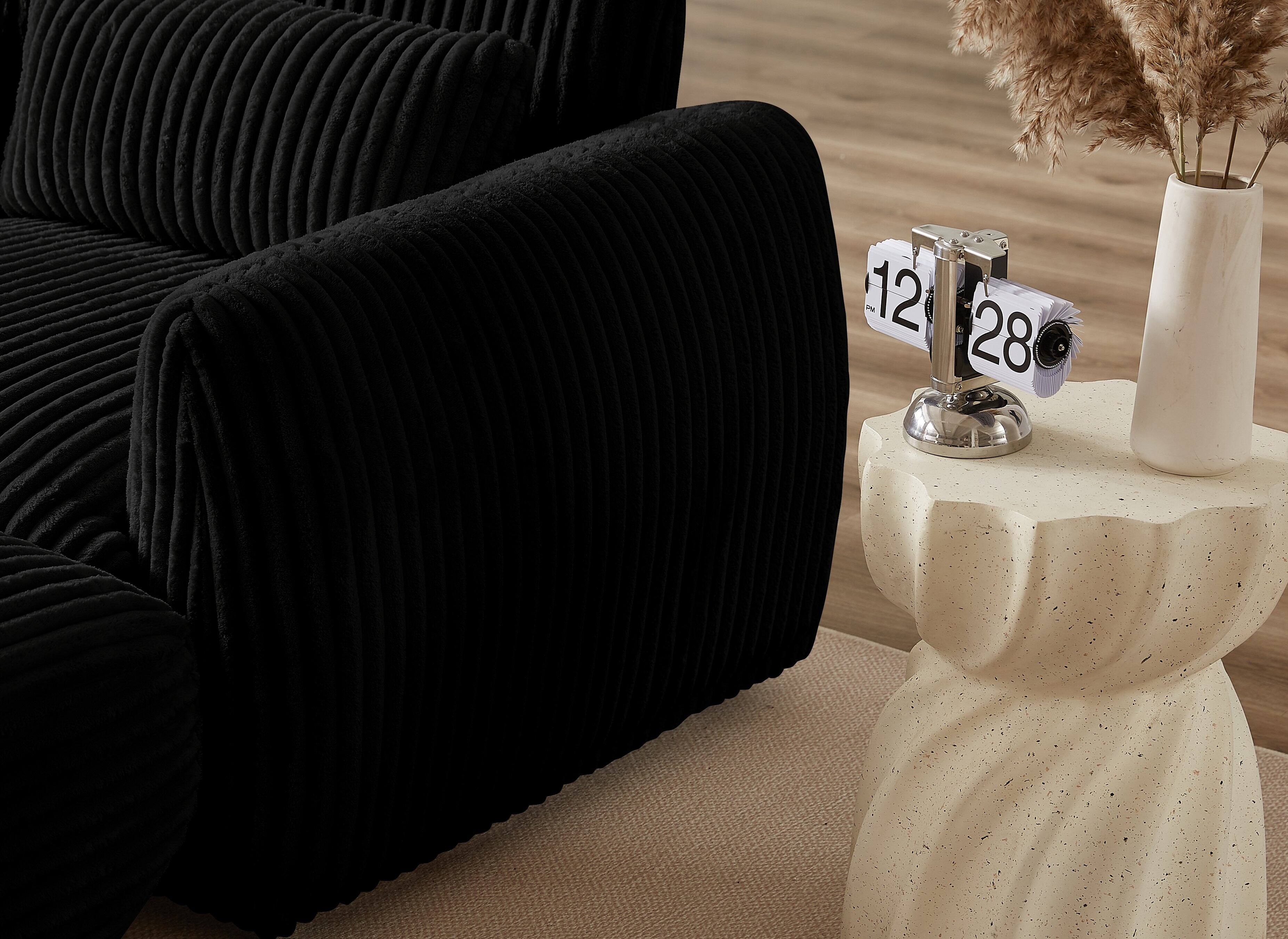 Alt View 1. Electra Tech Xpress - Corduroy Fabric Sectional Sofa,Convertible U Shaped Sectional for Living Room,Modular Couch with Removable Ottoman - Black.