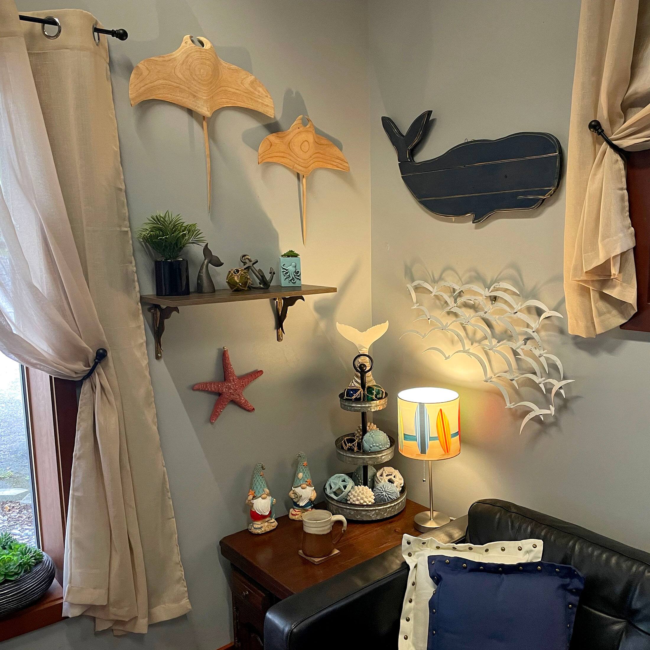 Alt View 4. Zeckos - Decorative Surfboard Shade Stainless Steel Accent Lamp Coastal Beach Surf Decor - Grey.