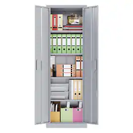 Boyel Living - Steel Storage Cabinet with Locking Doors and Adjustable Shelves, 23.6 in. W x 70.9 in. H - Gray