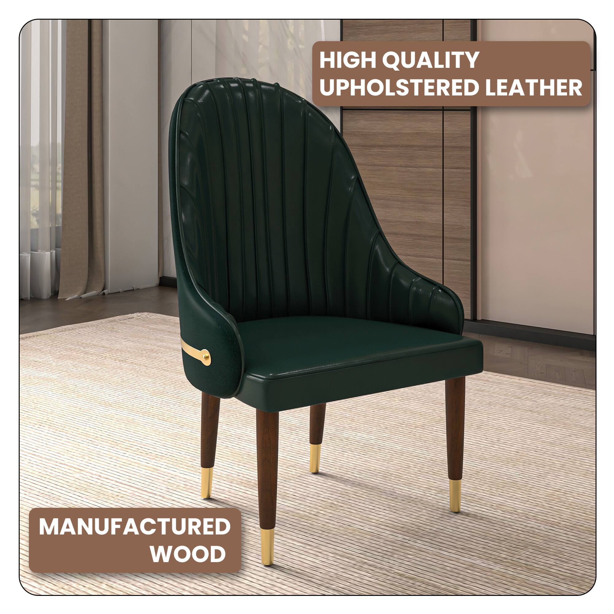 HIGH QUALITY UPHOLSTERED LEATHER  
MANUFACTURED WOOD