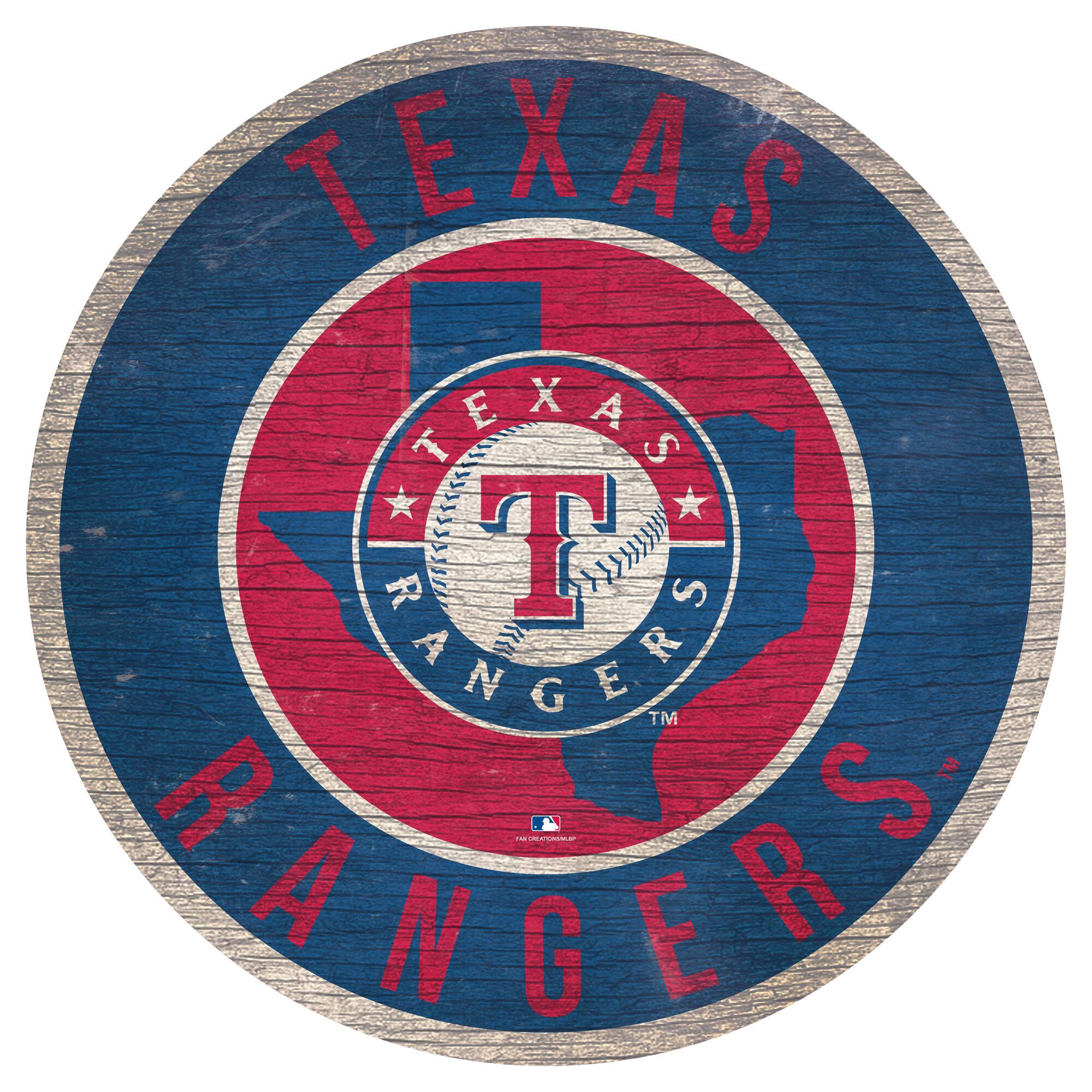 Texas Rangers 12'' x 12'' State Circle Sign