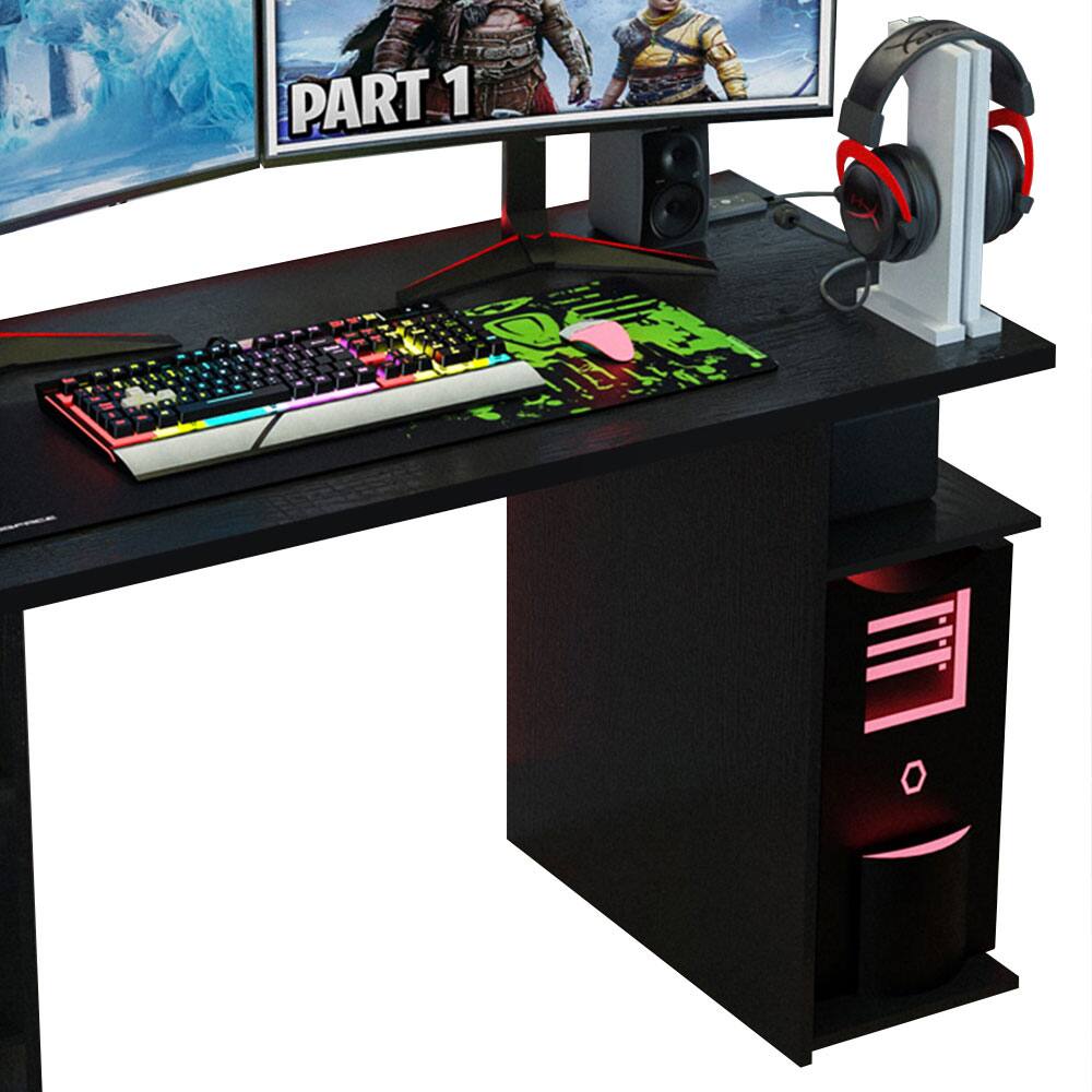 Alt View 1. Madesa - Madesa Large Gaming Computer Desk 53 Inch with 5 Open Shelves - Black - Black.