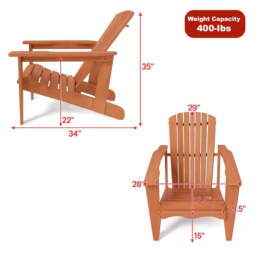 Left. Hivvago - Wooden Adirondack Chair with Tall Back and Oversized Armrests - Natural.
