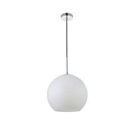 Living District - Baxter 1 Light Chrome Pendant With Frosted White Glass - Chrome And Frosted White