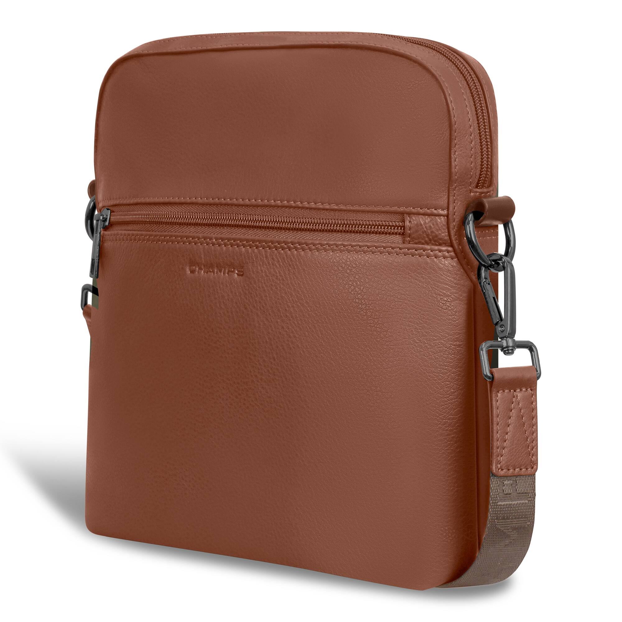 Left. Champs - Onyx Collection Leather Cross-Body Bag - Brown.