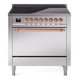 ILVE - Nostalgie II Series 36 in. Induction Range with 6 Induction Elements (Copper Trim) - Stainless Steel