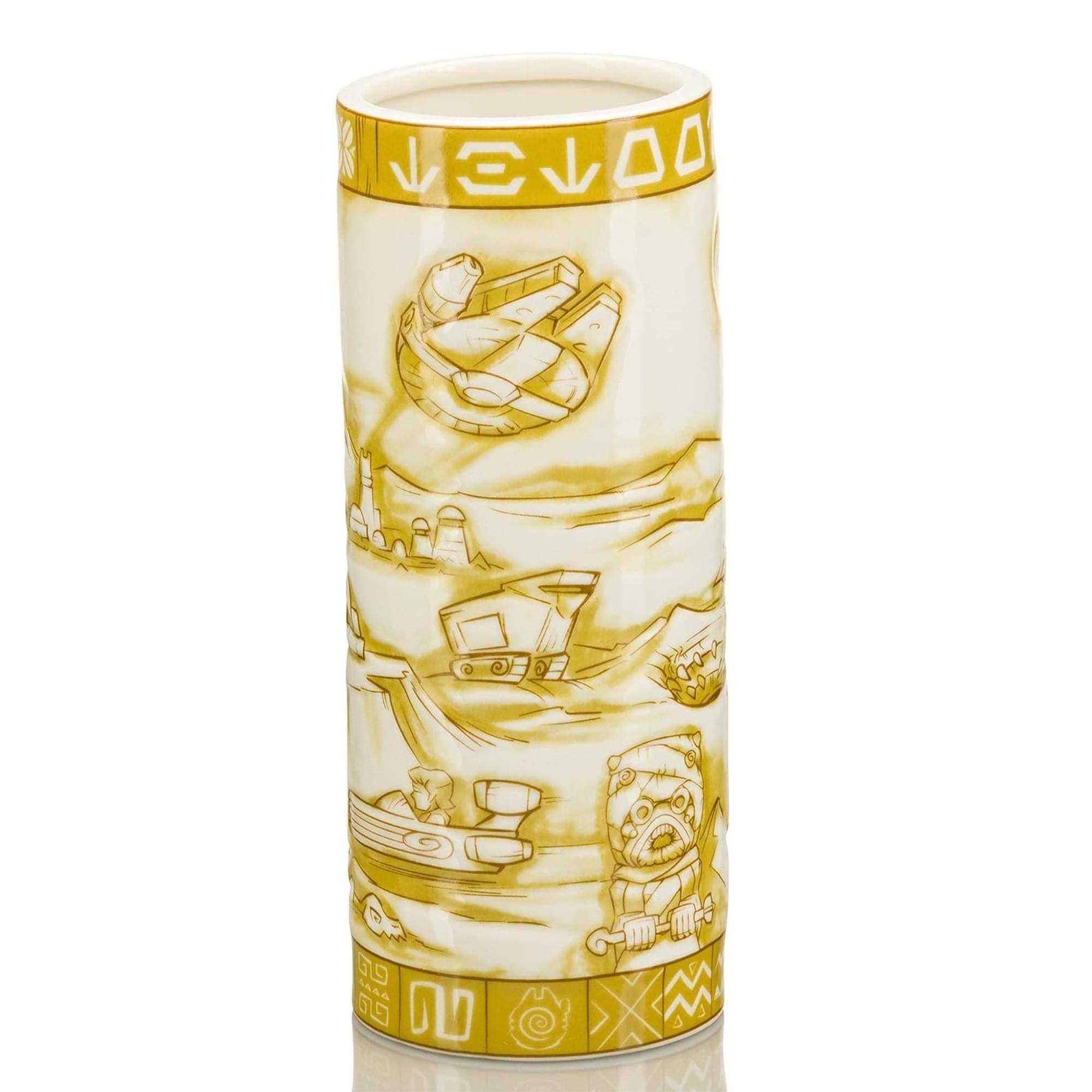 Front. Star Wars - Geeki Tiki Star Wars Tatooine Scenic 24 Ounce Ceramic Tiki Mug - Yellow.