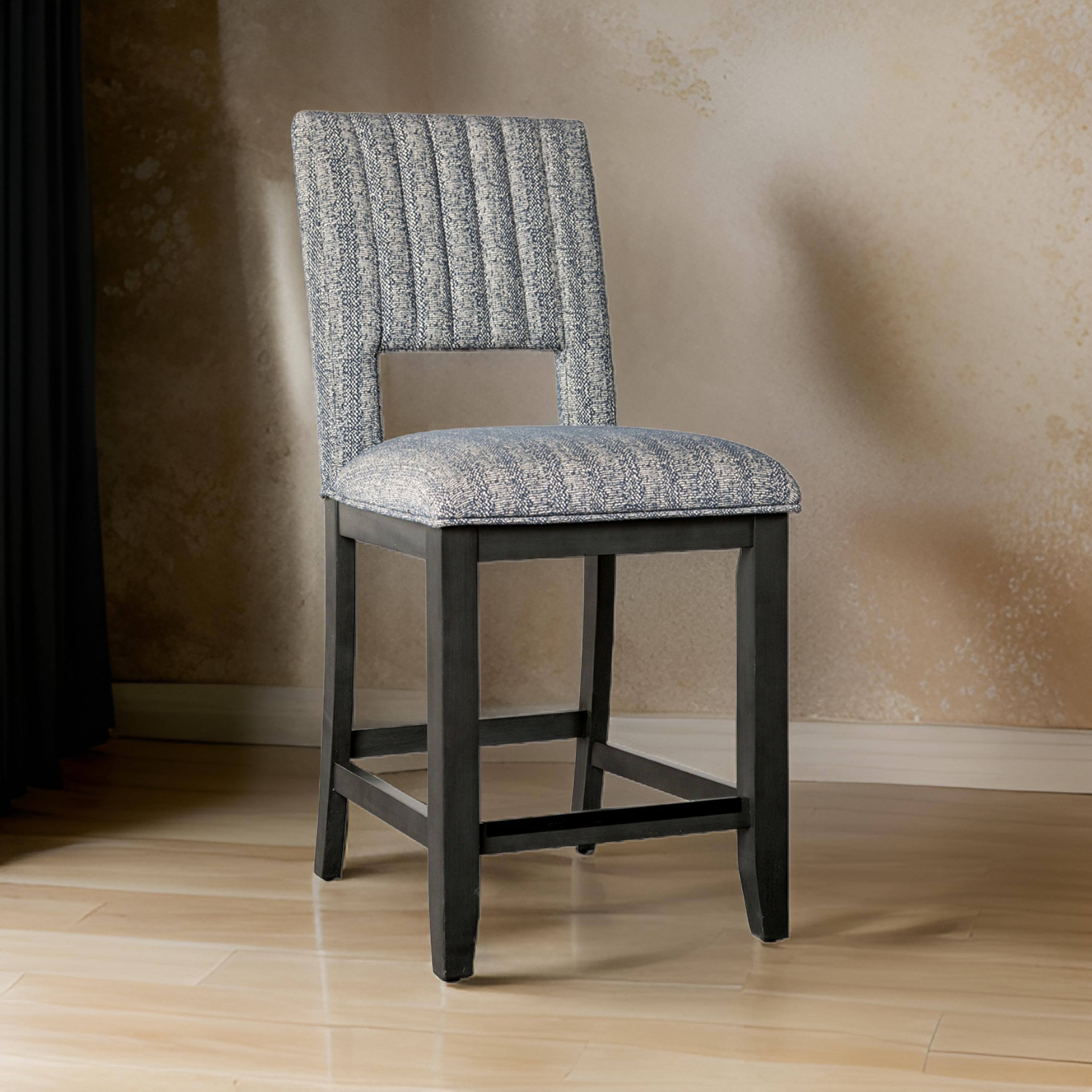 Alt View 5. Manhattan Lane - Manny Counter Height Chair Set of 2, Bluish Gray Fabric Seat and Back - Bluish Gray, Gray.