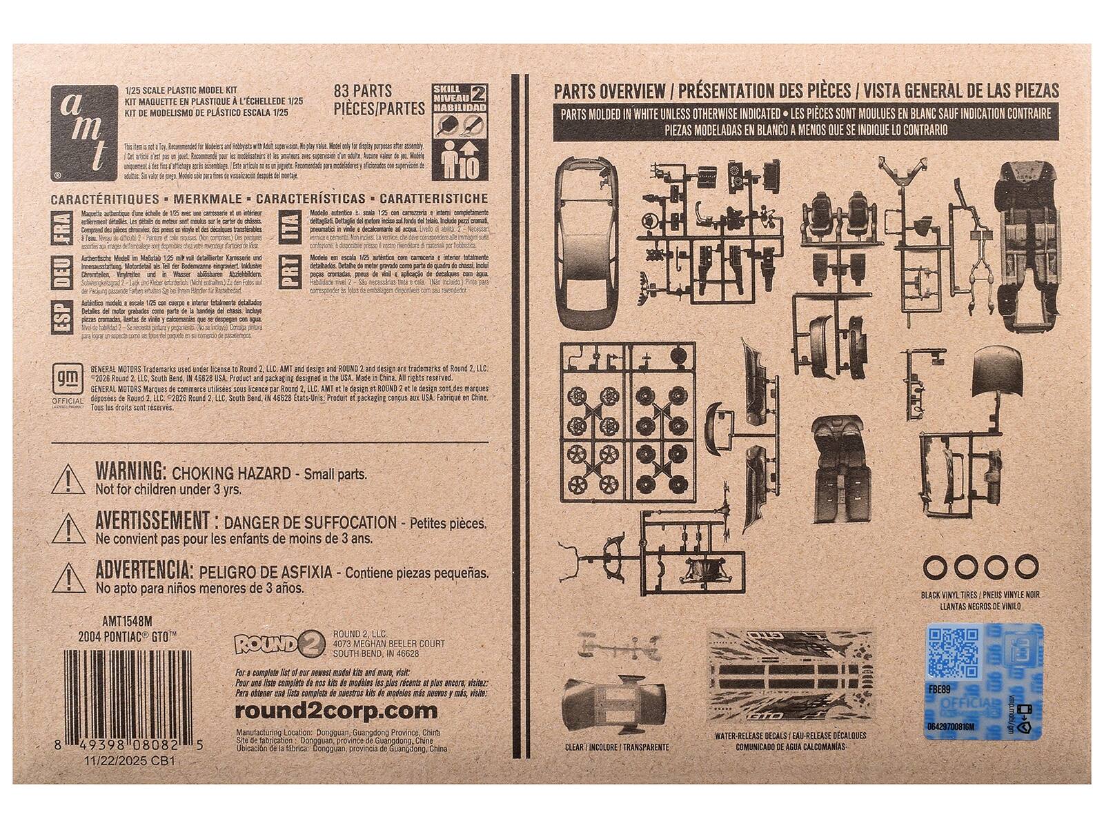 1/25 SCALE PLASTIC MODEL KIT  
KIT MAQUETTE PLASTIQUE L'CHELLEDE 1/25  
KIT DE MODELISMO DE PLASTICO ESCALA 1/25  
BOOKING and Hobbwats modelisateurs  

PARTS SKILL NIVEAU HABILIDAD only assembly  
PARTS PARTS MOLDED  
DES GENERAL DE LAS PIEZAS UNLESS OTHERWISE INDICATED PICES SONT MOULUES EN BLANC SAUF INDICATION CONTRAIRE PIEZAS MODELADAS EN BLANCO A MENOS QUE SE INDIQUE LO CONTRARIO  

Maquette authentique cholle 105 ave 2018 carrosnerie inGivieur enterement decados LIC darcation motinut usent du  
Comprend Vioyle dcalques transferales  

Modella  
del  
Moded  Motordetail YinyfraBen  
- detailierter Karoesone and diet Boderwanne eingrivied Inklusive ablosbaren Abutenbiloen  

GENERAL Round GENERAL MOTOKS de  
used under rcense to Round Round  
par Round 45528  
and design