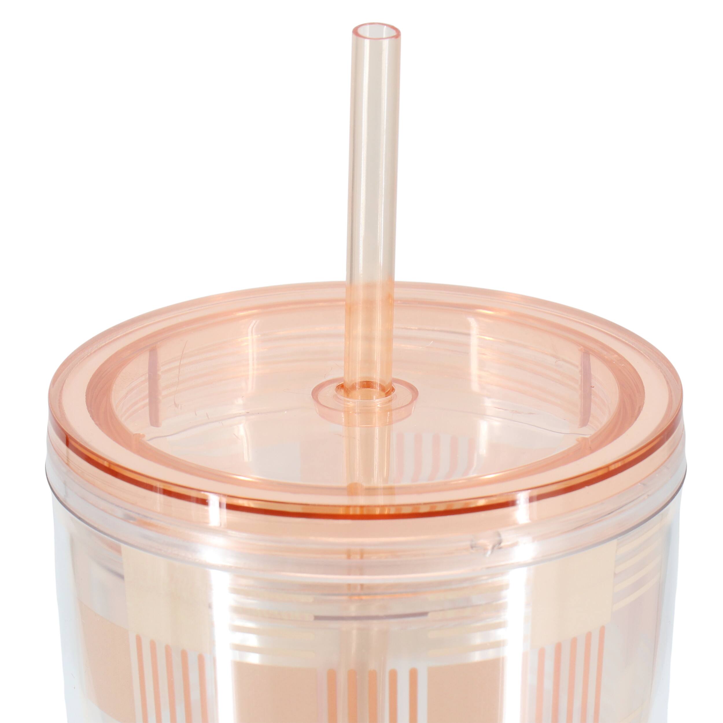 Alt View 3. Mr. Coffee - Mr. Coffee Modern Euphoria 4 Piece 23 Ounce Plastic Tumbler with Straw and Lid Set in Pink - Pink.