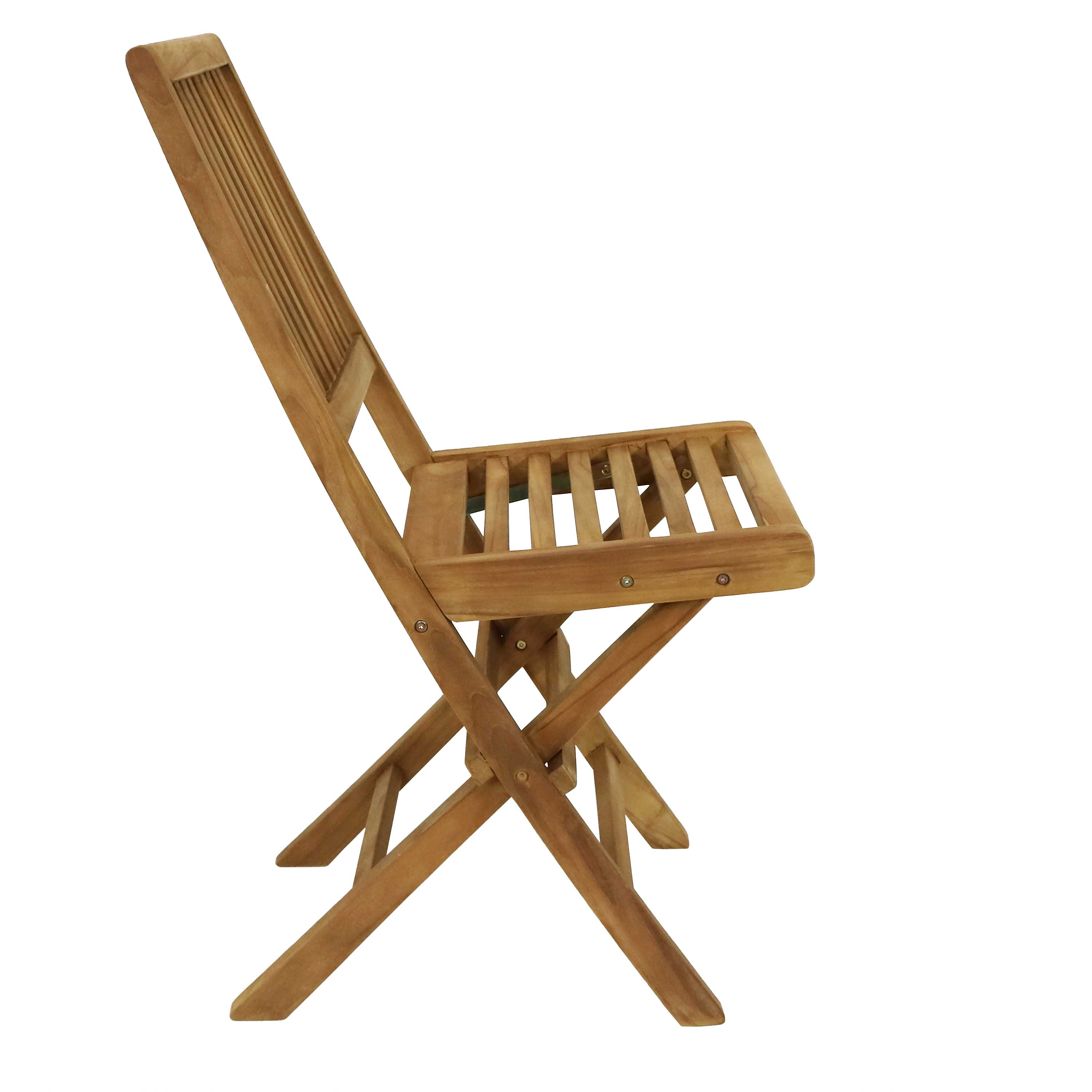 Alt View 9. Sunnydaze - Nantasket Solid Teak Folding Slat-Back Patio Chair - Set of 2 - Light Brown.