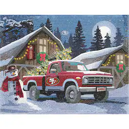 Sporticulture - San Francisco 49ers Winter Truck Diamond Art Holiday Craft Kit - Multicolor