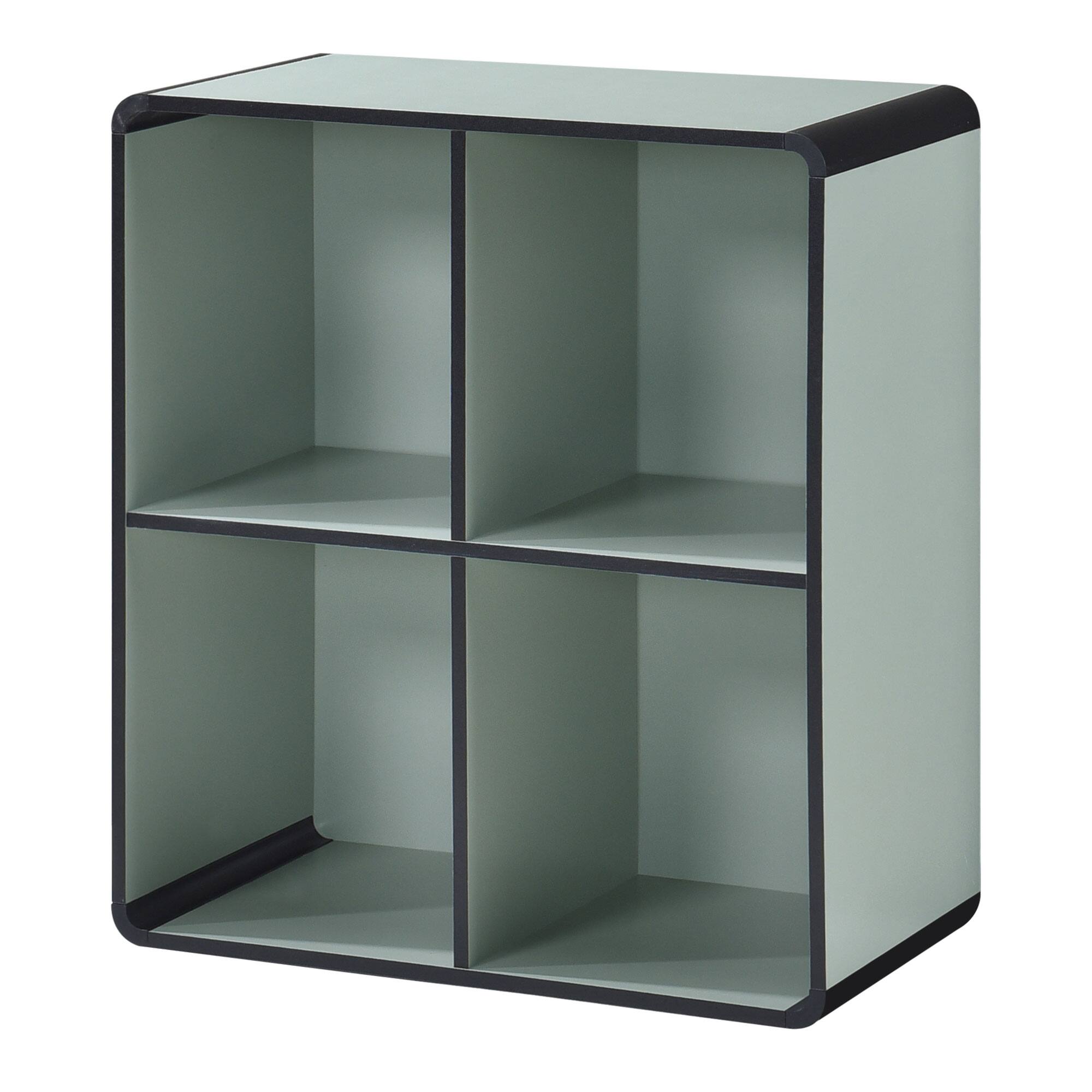 Back. Kings Brand Furniture - Kings Brand Furniture Dothan Wood 4-Cubed Open Bookcase - Storage Shelf Organizer Bookshelf - Green.