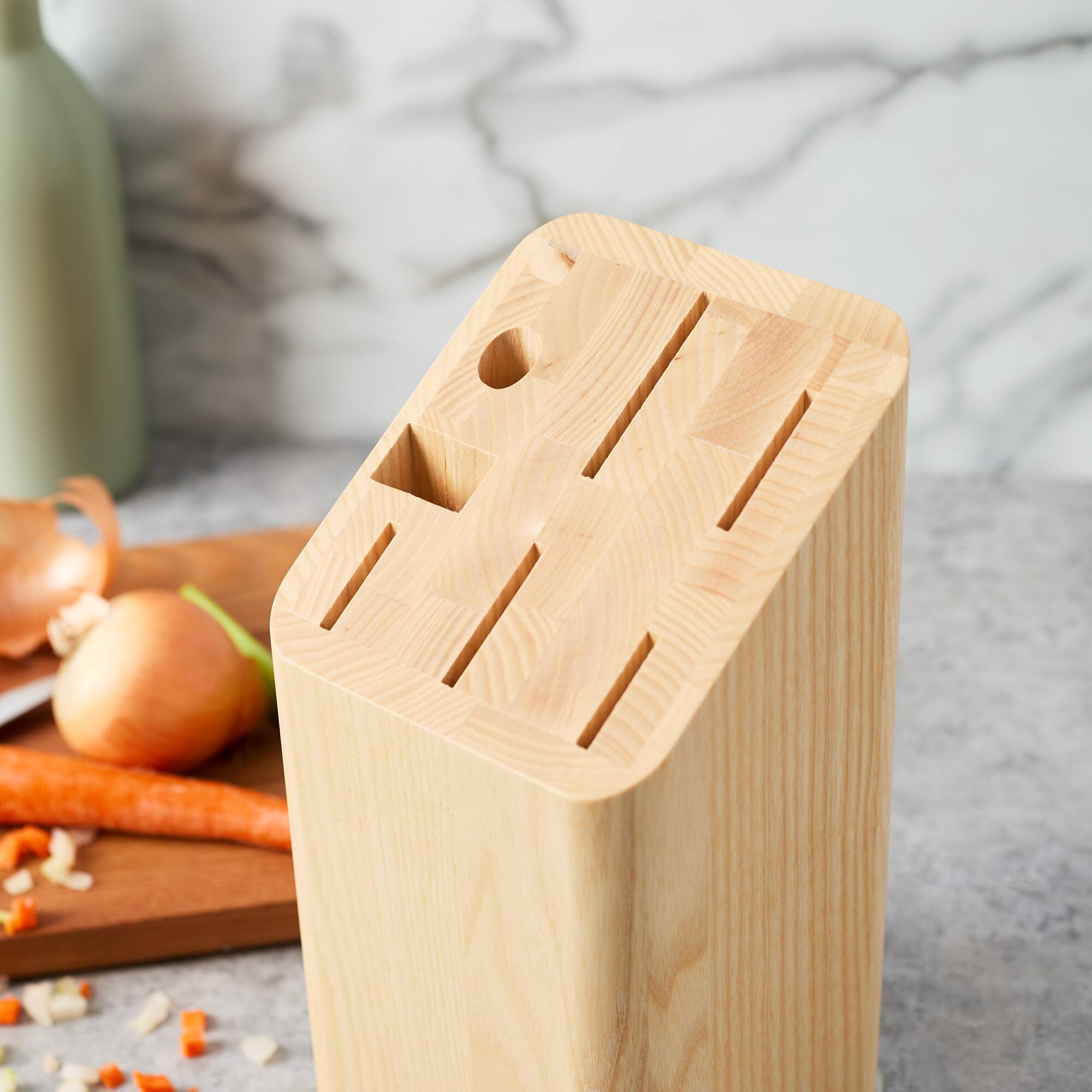 Alt View 4. ZWILLING - ZWILLING Storage Slanted Knife Block with Stainless Steel Base - Natural Ash (no knives included) - Natural.