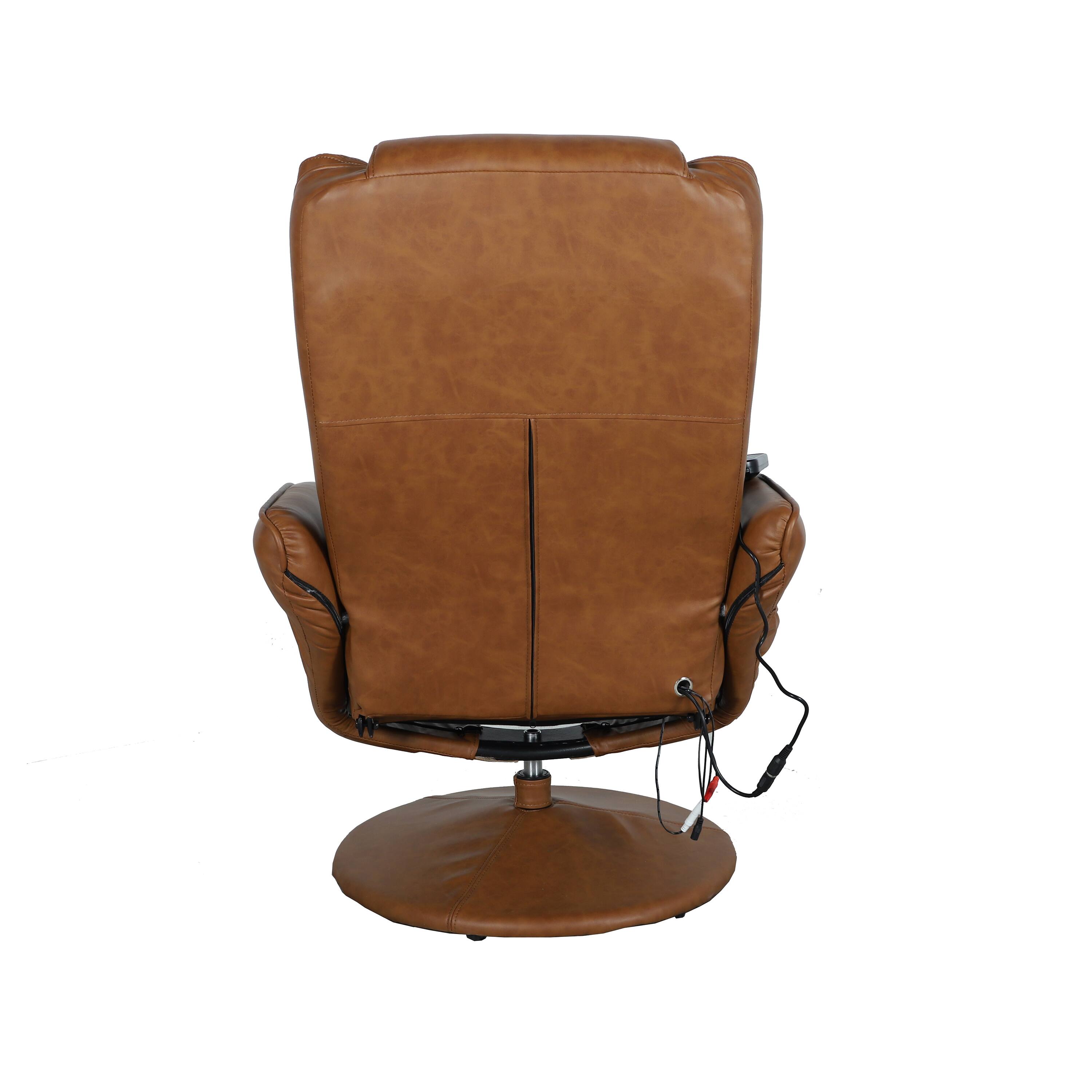 Alt View 7. Emma + Oliver - Massaging Multi-Position Plush Recliner with Side Pocket and Ottoman - Brown.