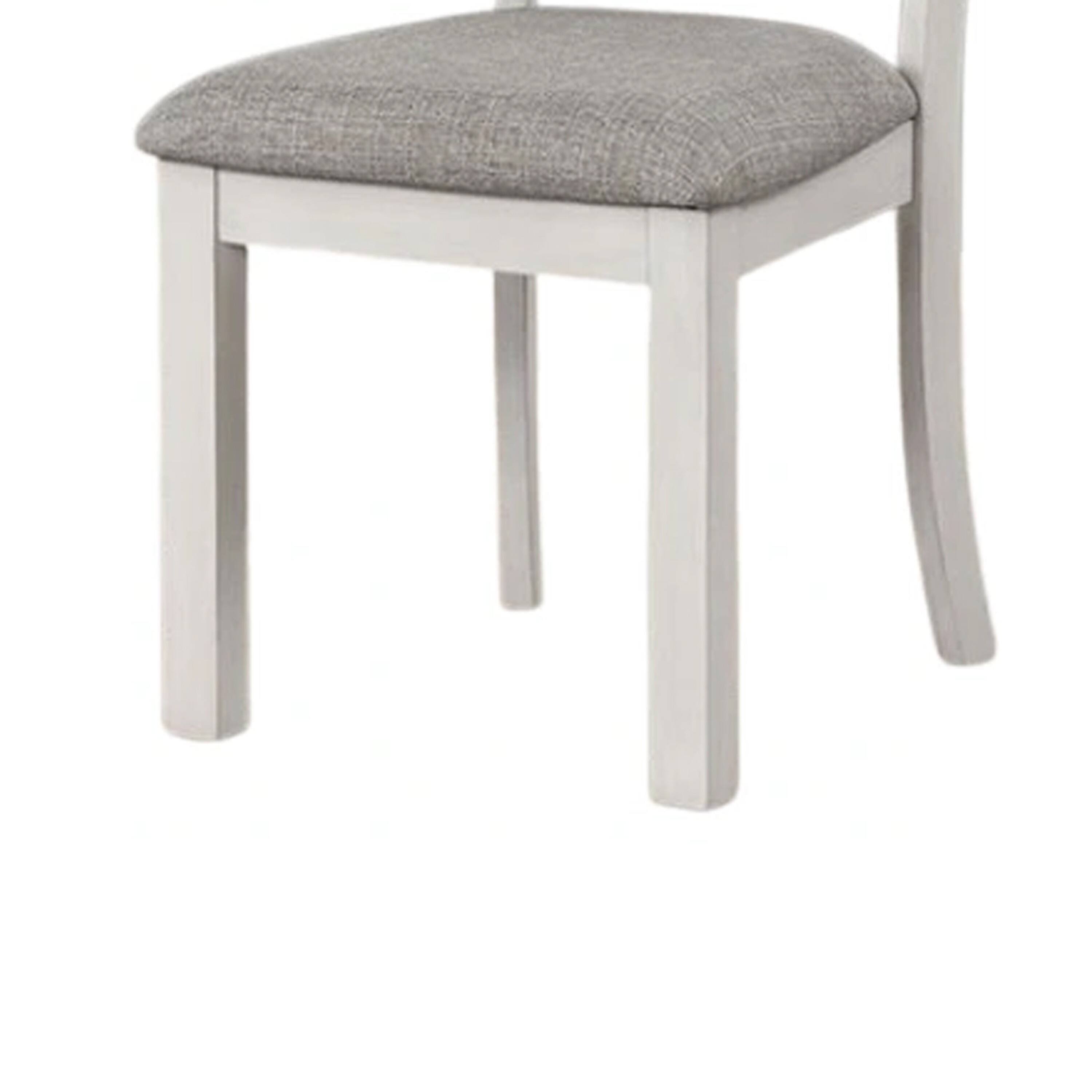 Alt View 3. Manhattan Lane - Rone Side Dining Chair Set of 2, Rustic White Rubberwood, Gray Fabric - Rustic White Oak, Gray.