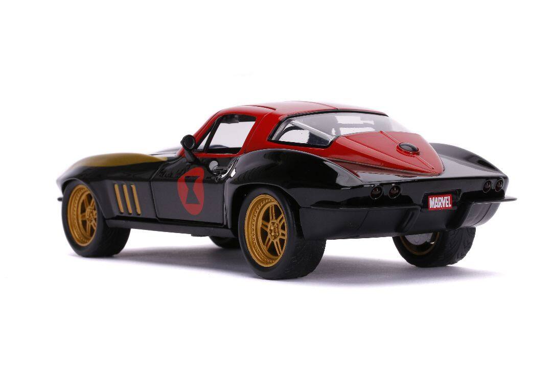 Alt View 3. Jada - 1966 Chevrolet Corvette with Black Widow Diecast Figurine "Avengers" "Marvel" Series 1/24 Diecast Model Car by Jada.