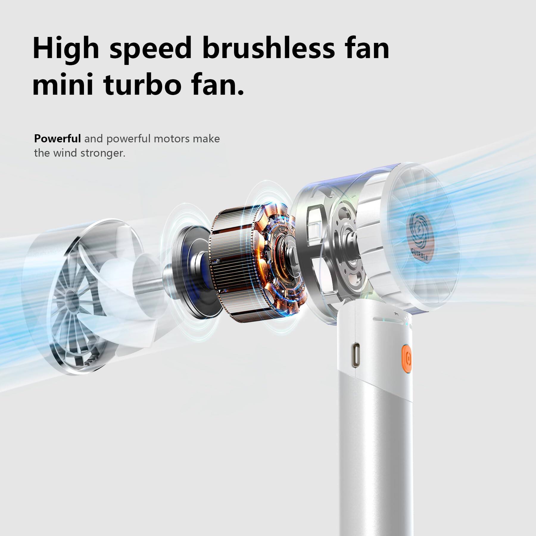 High speed brushless fan mini turbo fan.  
Powerful and powerful motors make the wind stronger.