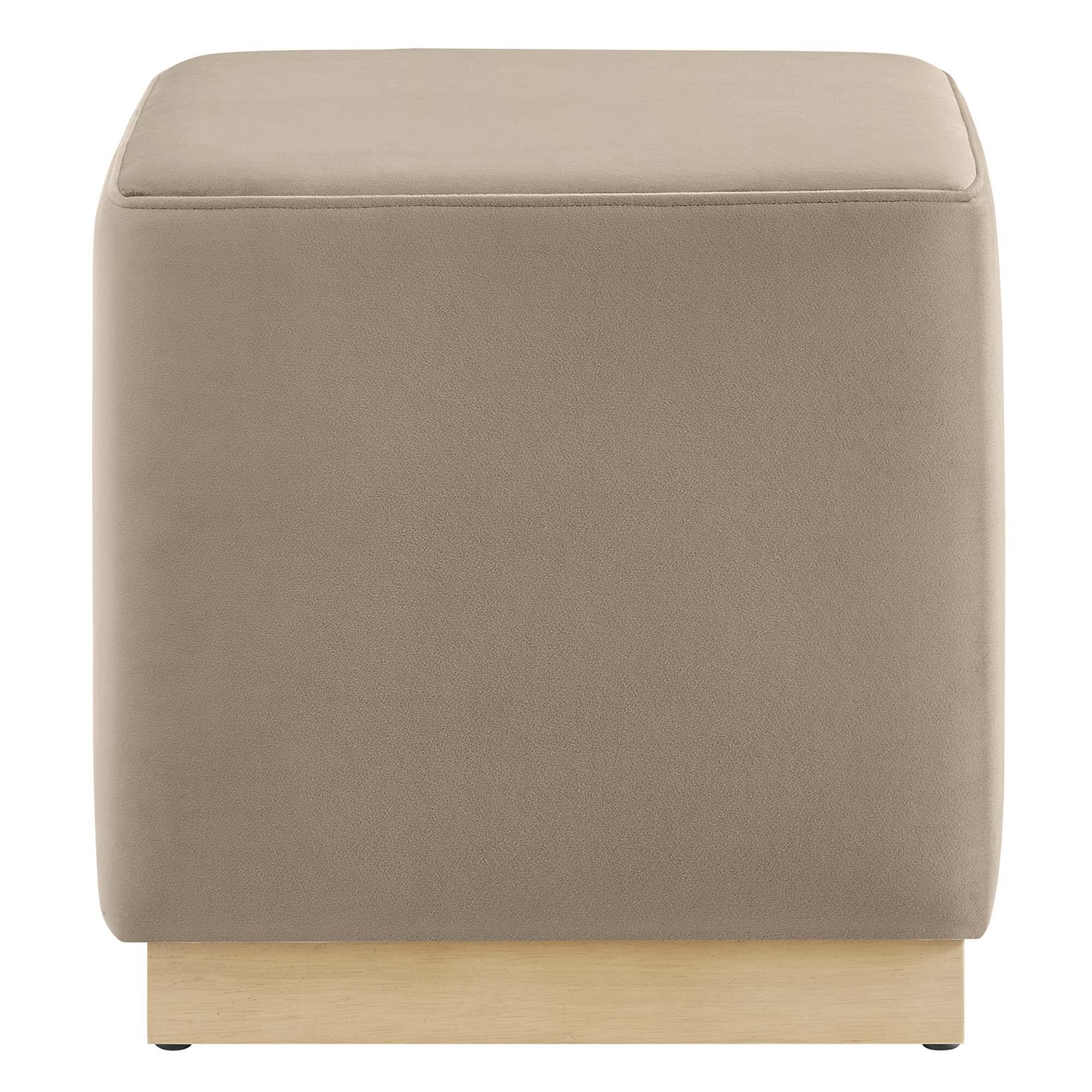 Alt View 4. Modway - Tilden 17" Square Performance Velvet Upholstered Ottoman by Modway - Taupe Natural.