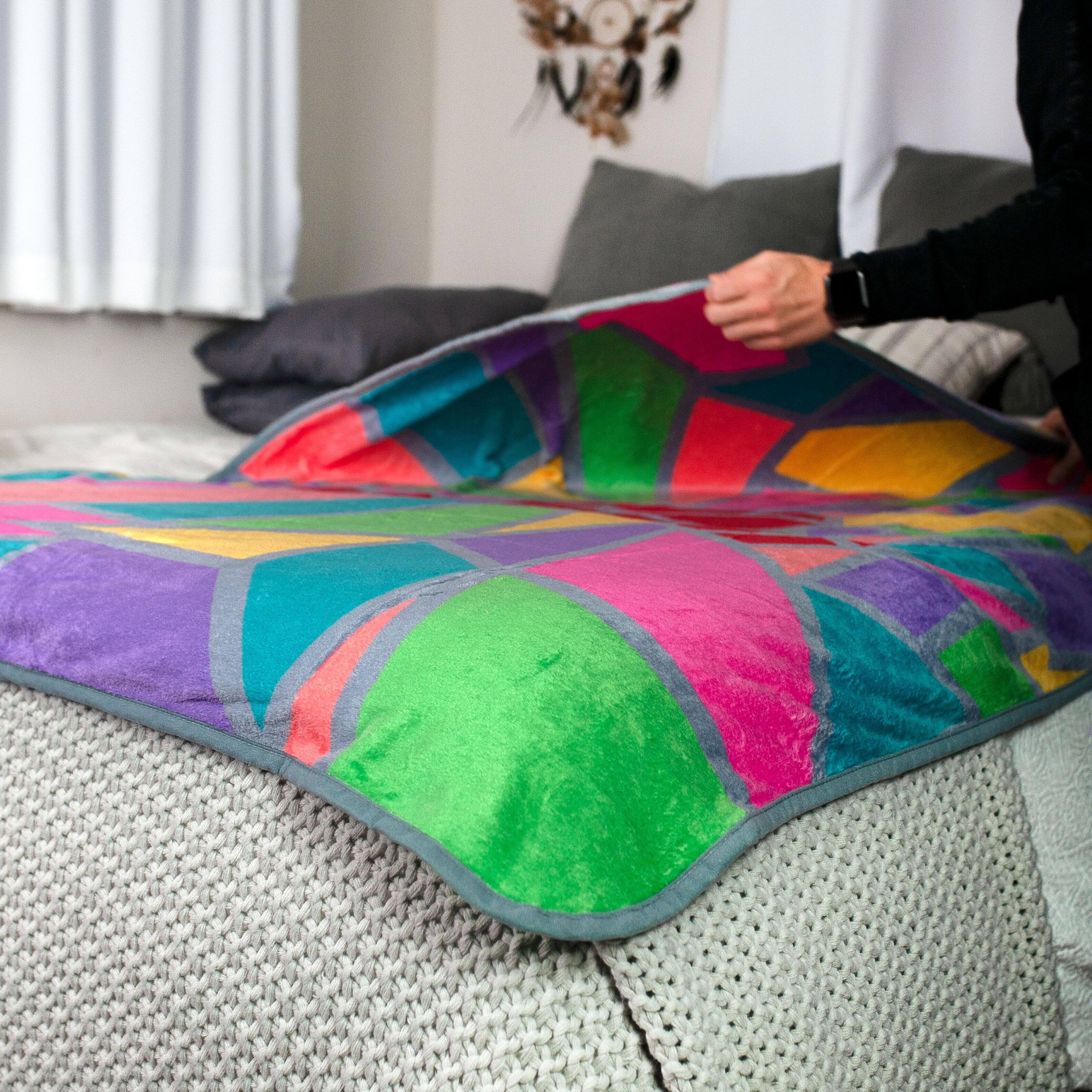 Alt View 2. Toynk - 2020 Sidewalk Chalk Inspired Mosaic Heart Throw Blanket | 45 x 60 Inches - Pink.