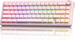 Womier - L65 60% Layout Wireless Mechanical Keyboard,Cute Crystal Gaming Keyboard with Knob - Pink