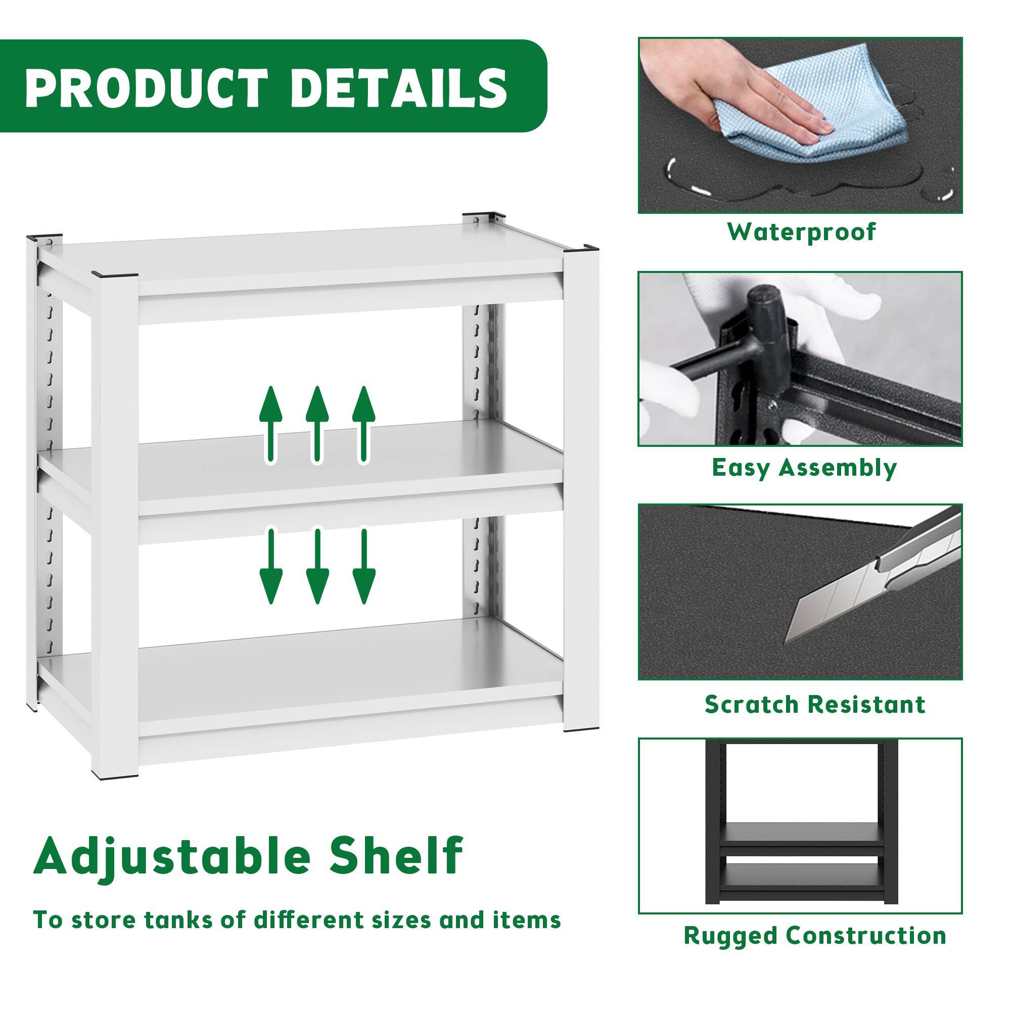 **PRODUCT DETAILS**

- Waterproof
- Easy Assembly
- Scratch Resistant
- Rugged Construction

**Adjustable Shelf**

To store tanks of different sizes and items