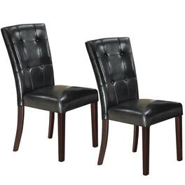 Manhattan Lane - Dining Side Chair Set of 2, Button Tufted Faux Leather Upholstery - Black