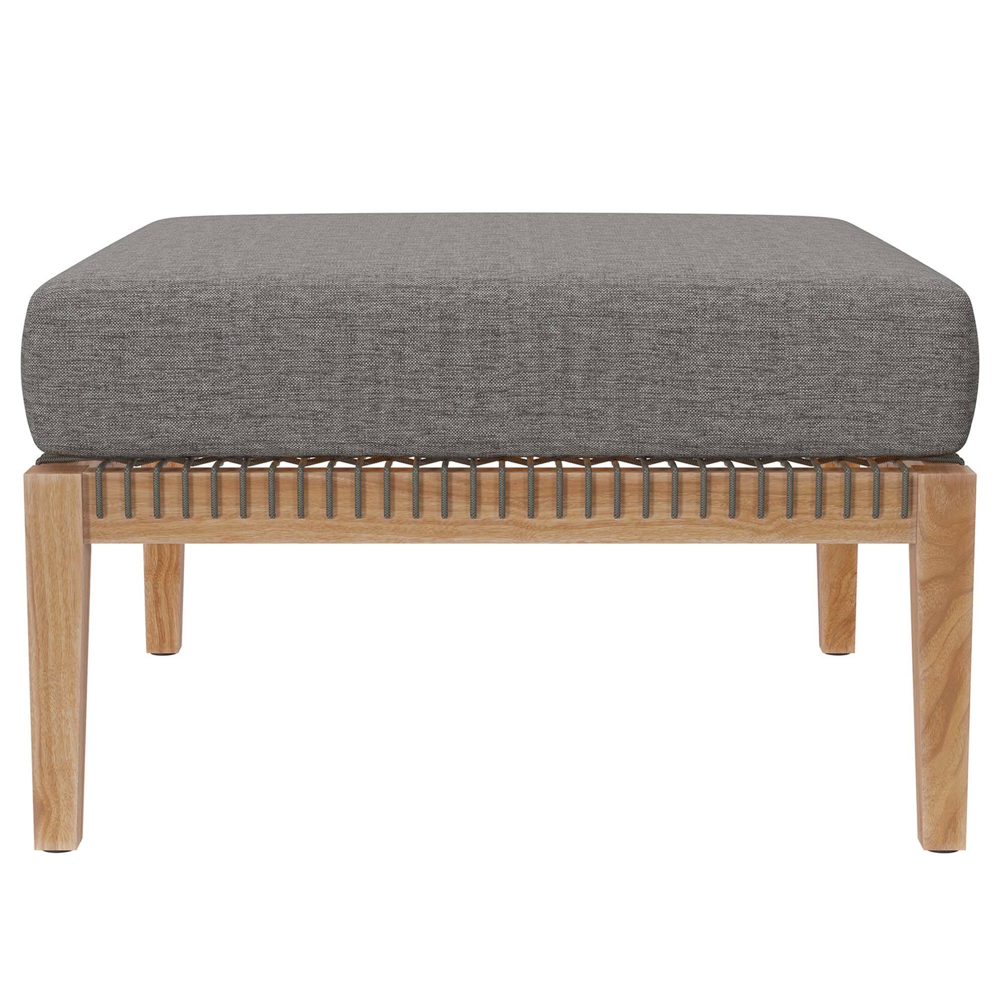 Alt View 1. Modway - Clearwater Outdoor Patio Teak Wood Ottoman by Modway - Gray Graphite.