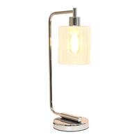Lalia Home - Modern Iron 450lm Desk Lamp with Glass Shade - Chrome - Front_Zoom