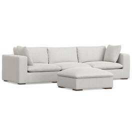 Simpli Home - Jasmine 3-Seater Modular Sofa and Ottoman Set in Performance Fabric - Cloud Grey