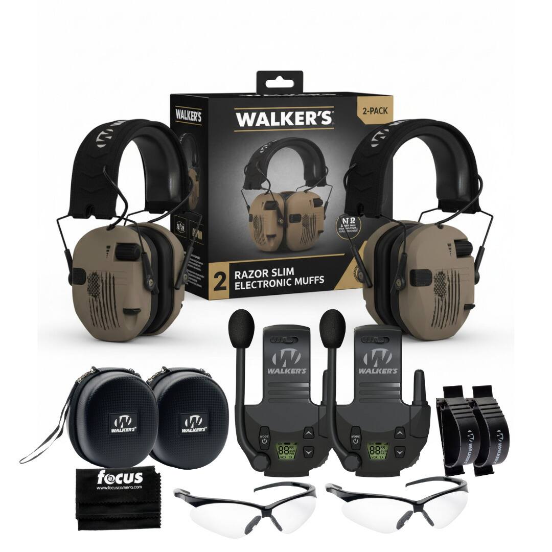 2-PACK WALKER'S  
WALKER'S  
RAZOR SLIM 2 ELECTRONIC MUFFS  
WALKER'S  
WALKER'S  
WALKER'S focus www.focuscamera.com  
WALKER'S  
ROOM  
88 VOR 1  
WOOD  
88 88 VOIL  
2 WALKERS  
W WALKERS