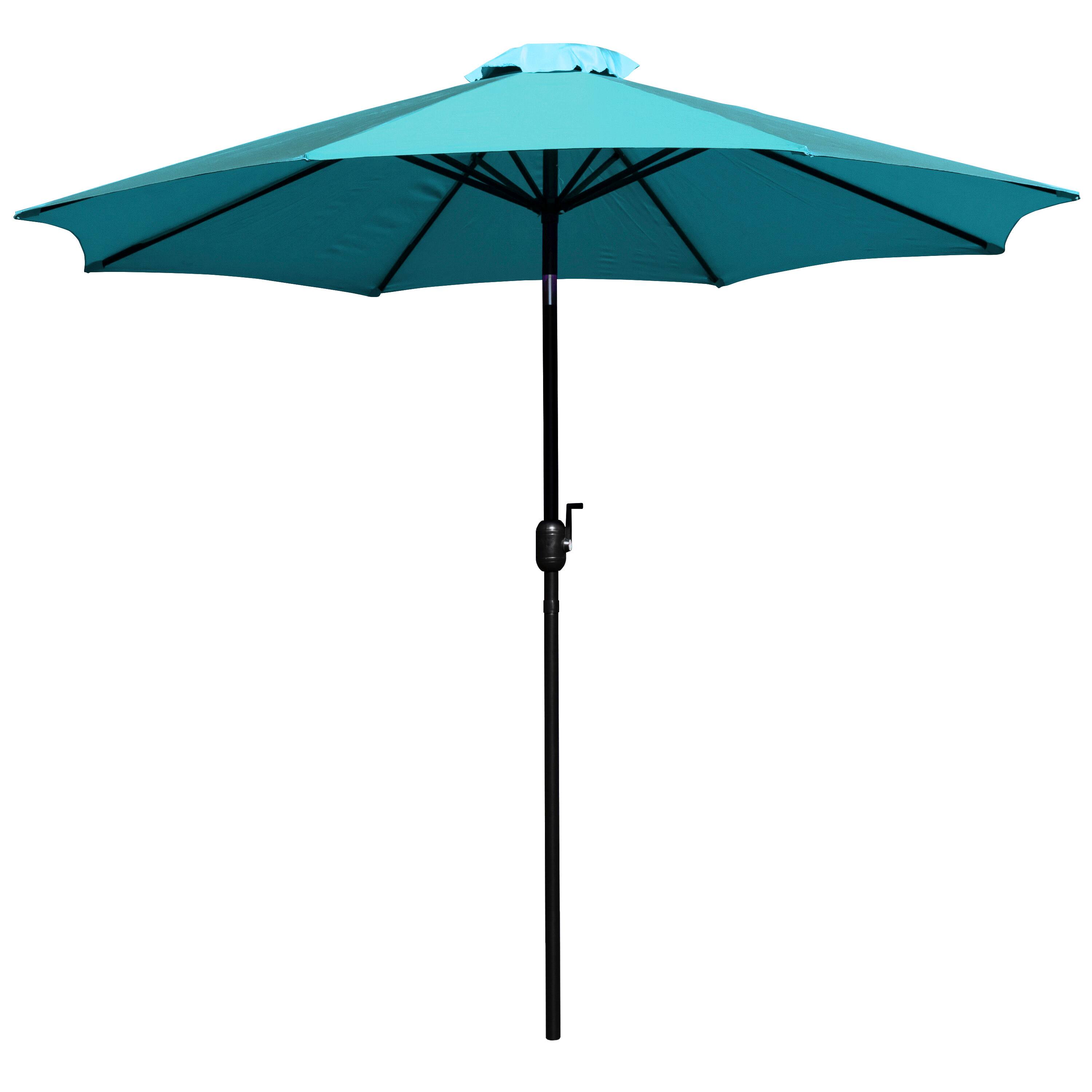 Alt View 1. Emma + Oliver - 9' Outdoor Patio Umbrella-Crank & Tilt Function - 1.5" Diameter Steel Pole - Teal.