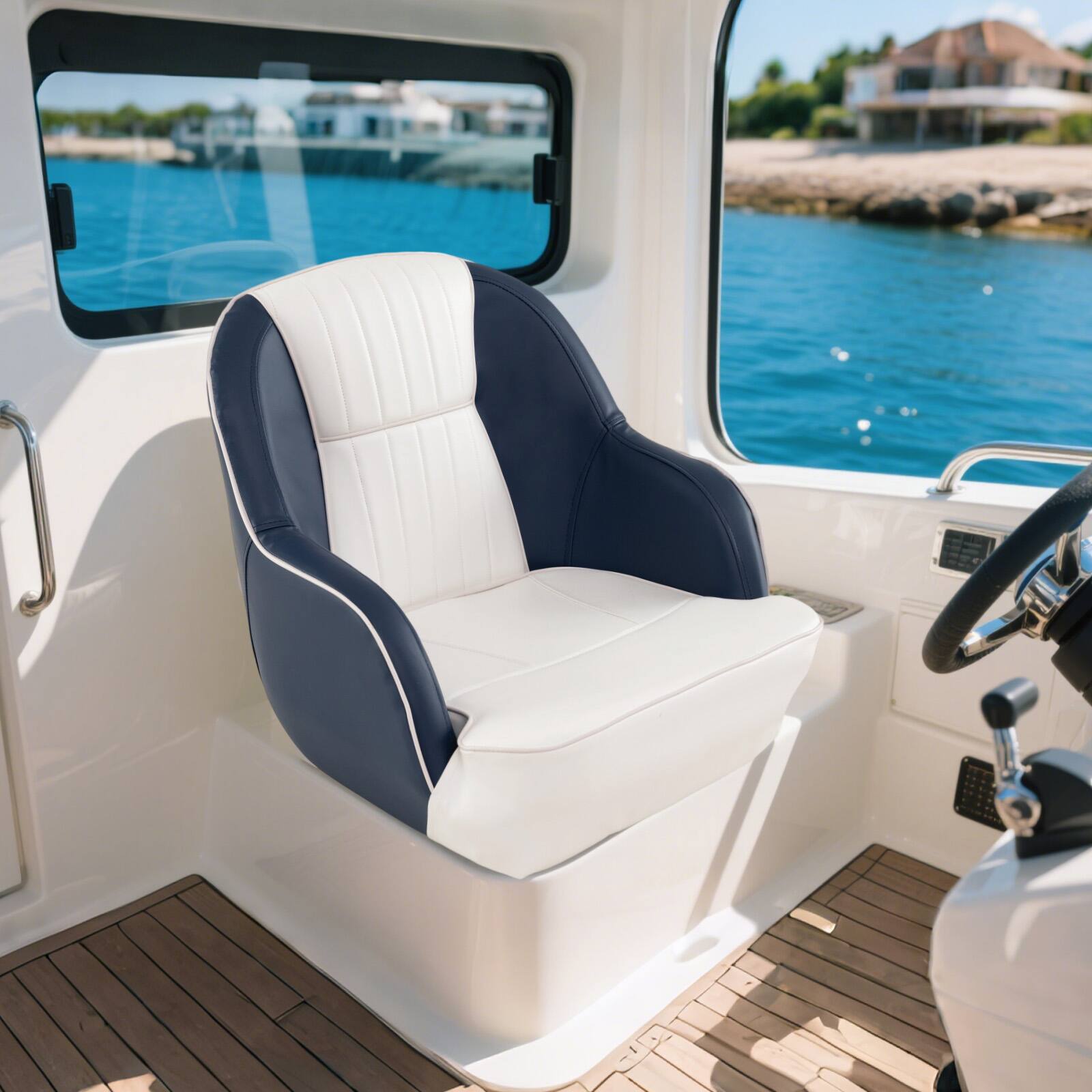 Alt View 1. Gymax - Gymax Pontoon Boat Seat Waterproof Universal Boat Seat w/Ergonomic Seat Thick Cushion Blue - Blue.