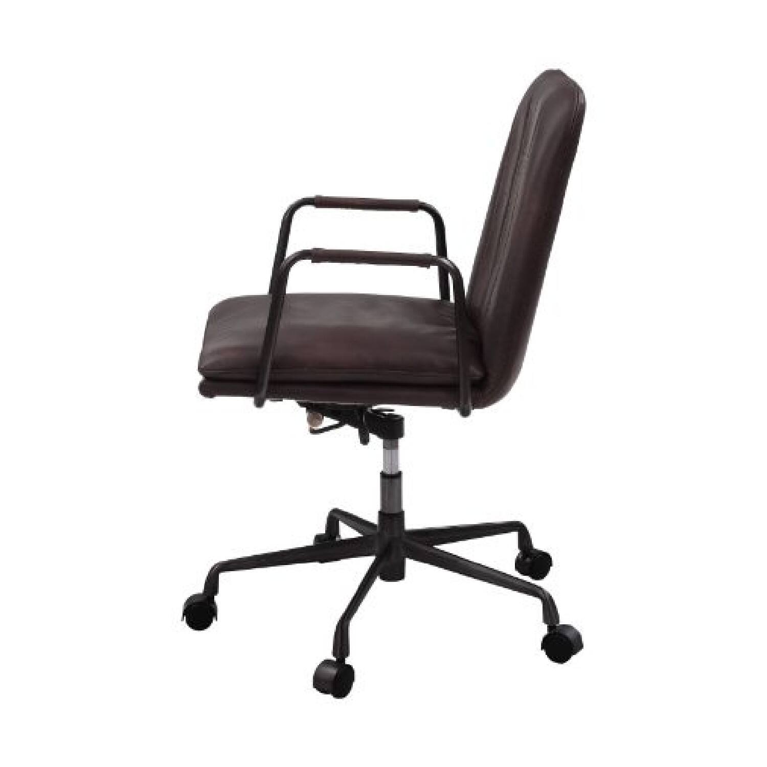 Alt View 1. Manhattan Lane - Office Chair with Leather Seat and Channel Stitching, Dark Brown - Brown.
