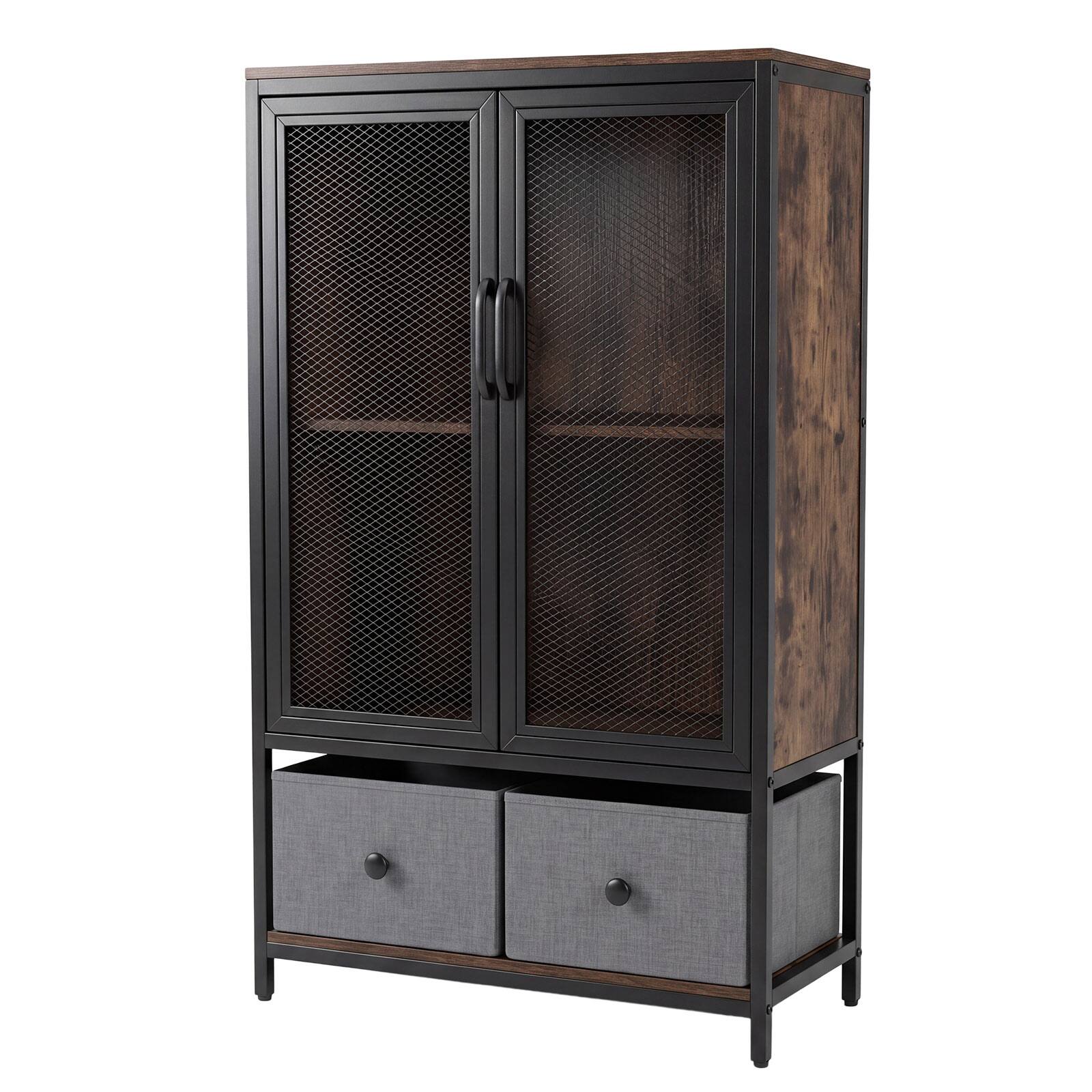 Alt View 10. Costway - Costway Industrial Coffee Bar Cabinet, Farmhouse Cabinet with 2-Tier Storage Compartment - Rustic Brown + Black.