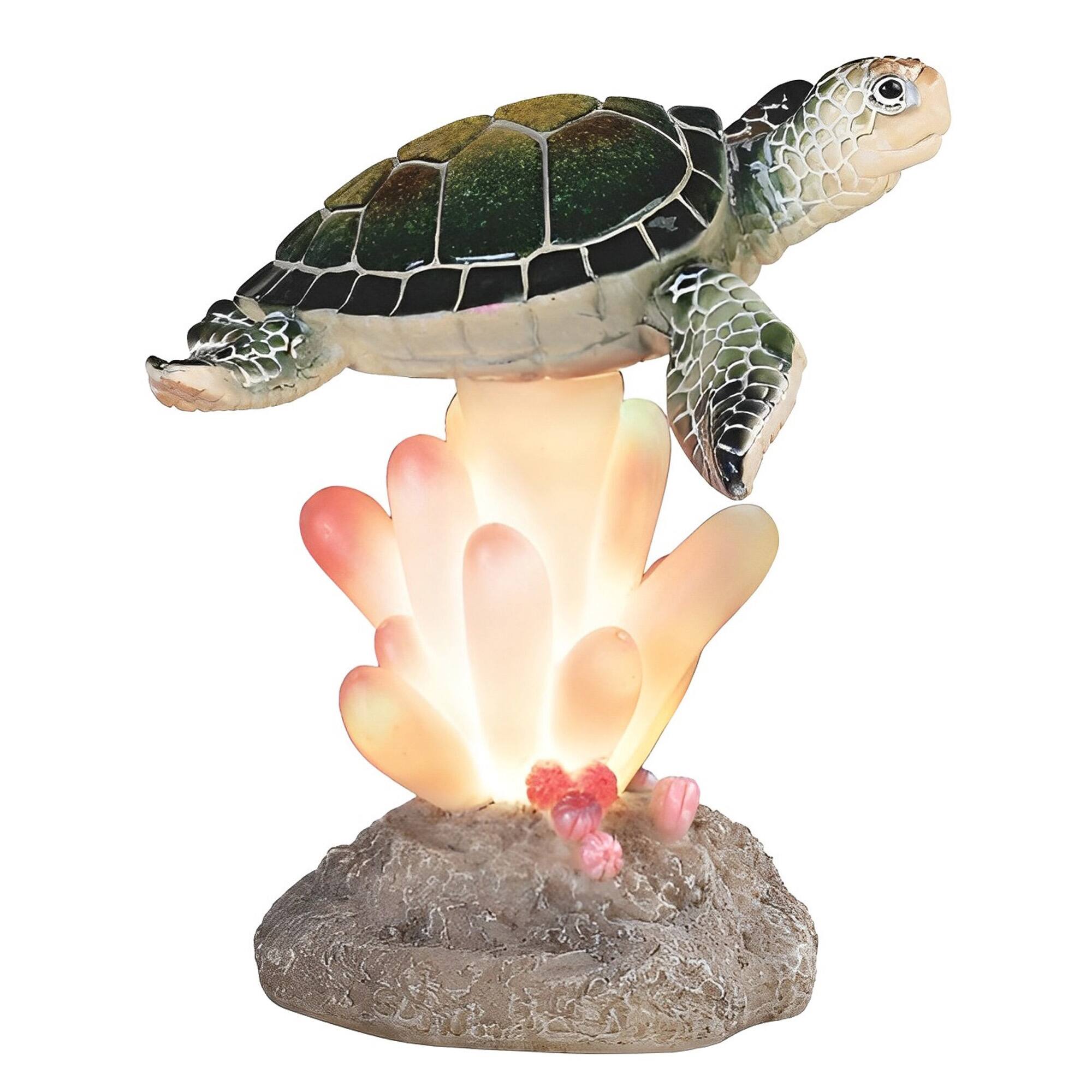 Front. FC Design - FC Design 5.5"H Sea Turtle on Coral with LED Figurine Statue Office Desk Tabletop Home Decor Gift - Multi-Color.