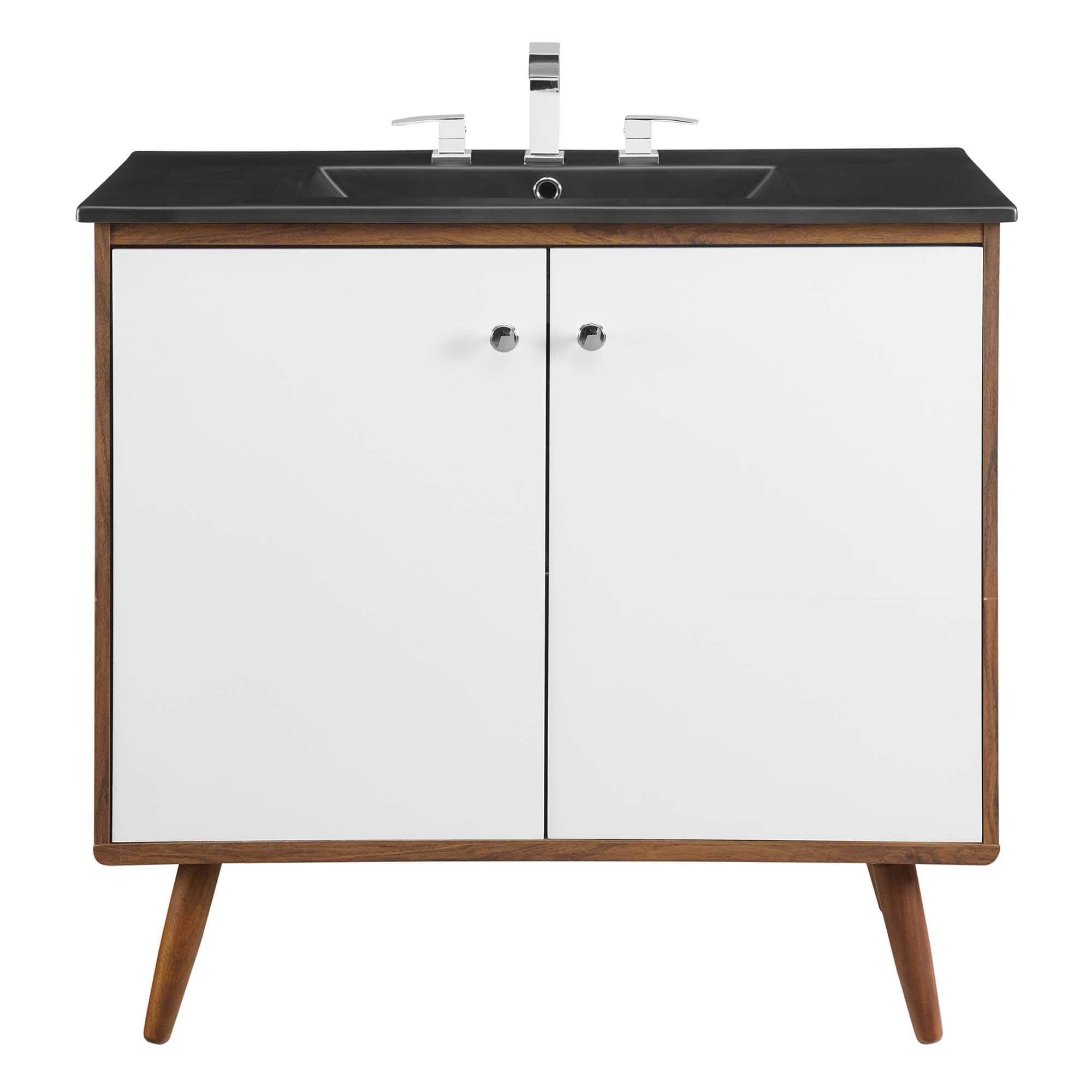 Alt View 2. Modway - Transmit Bathroom Vanity Basin Included - Walnut Black.